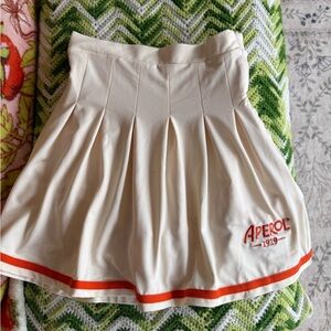 Aperol 1919 White Pleated Mini Skirt with Orange Trim